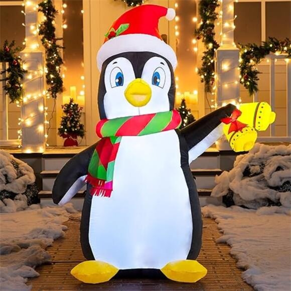 5 FT Christmas Inflatable Penguin Decoration, Blow Up Yard Decoration Holiday - Picture 7 of 7
